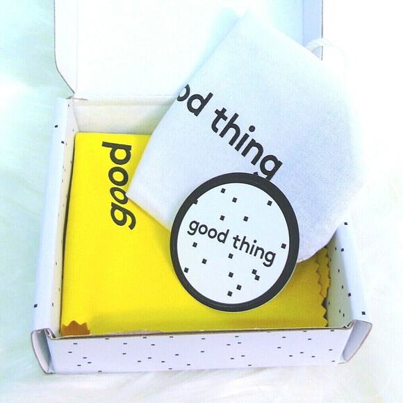 West Elm Mirror Compact Stainless Steel Blue Silicone Good Things 3" Round Box - Picture 7 of 7